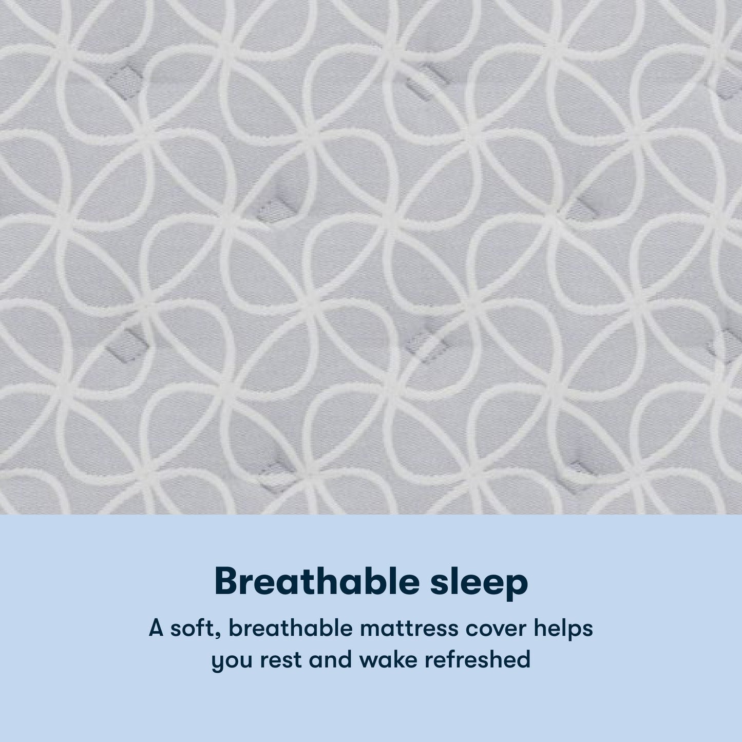 Serta Classic Clarks Hill Plush mattress with a chart underneath the image stating Breathable sleep. A soft, breathable mattress cover helps you rest and wake refreshed.