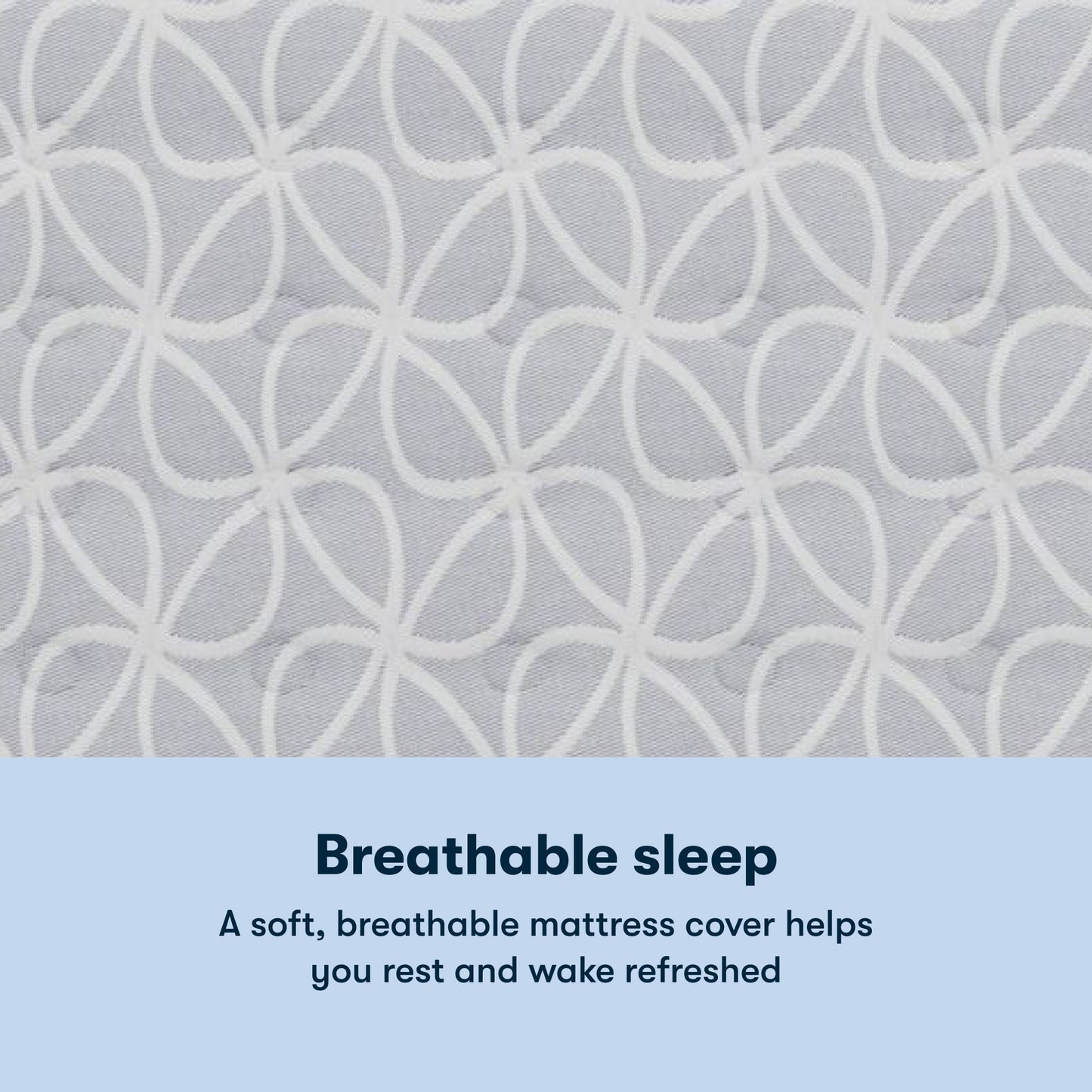 Serta Classic Clarks Hill Plush Pillow Top mattress with a chart underneath the image stating Breathable sleep. A soft, breathable mattress cover helps you rest and wake refreshed.