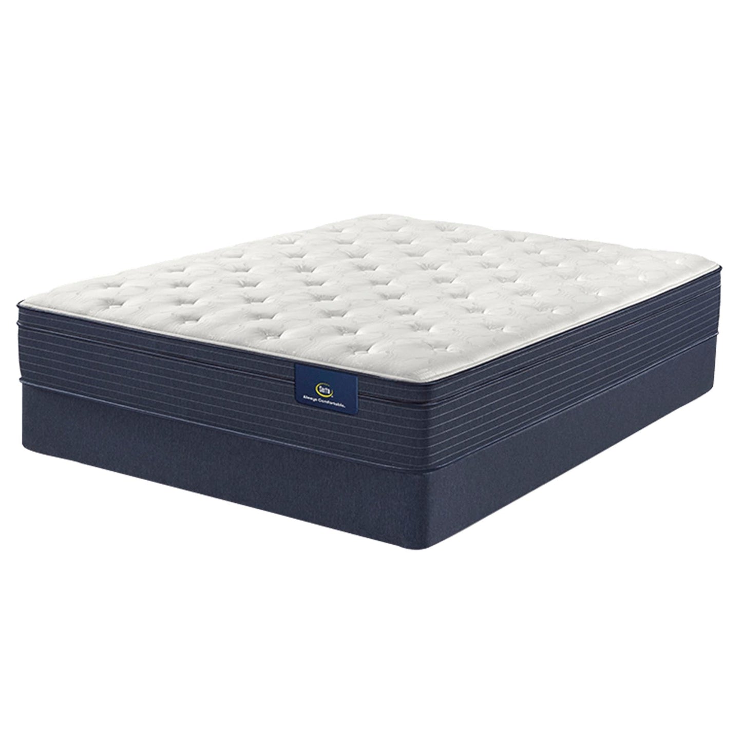 The Serta Classic Plush EuroTop 11.5" on a foundation, alone on a white background