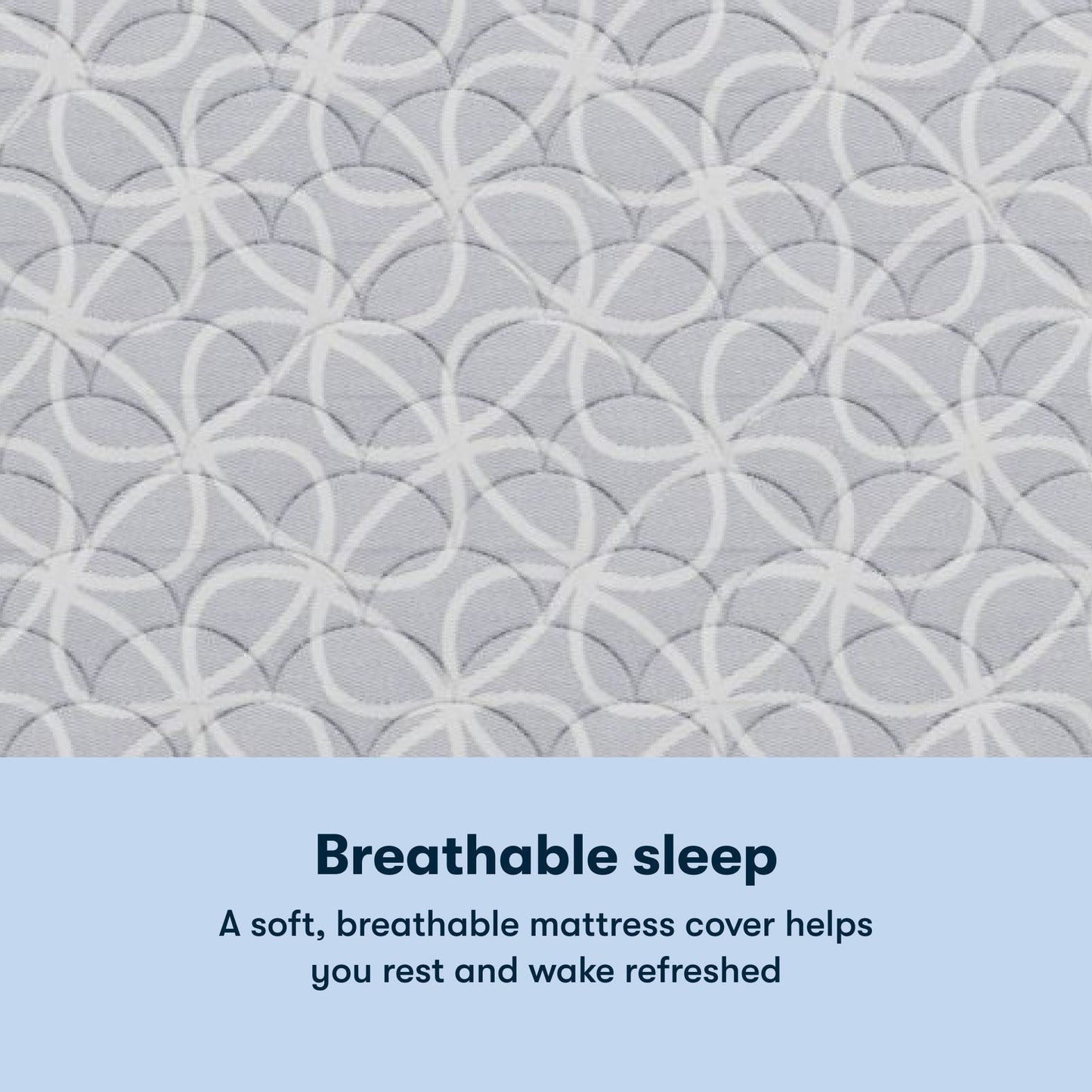 Text on a textured fabric background with 'Breathable sleep' and Serta Classic Clarks Hill Mattress description.