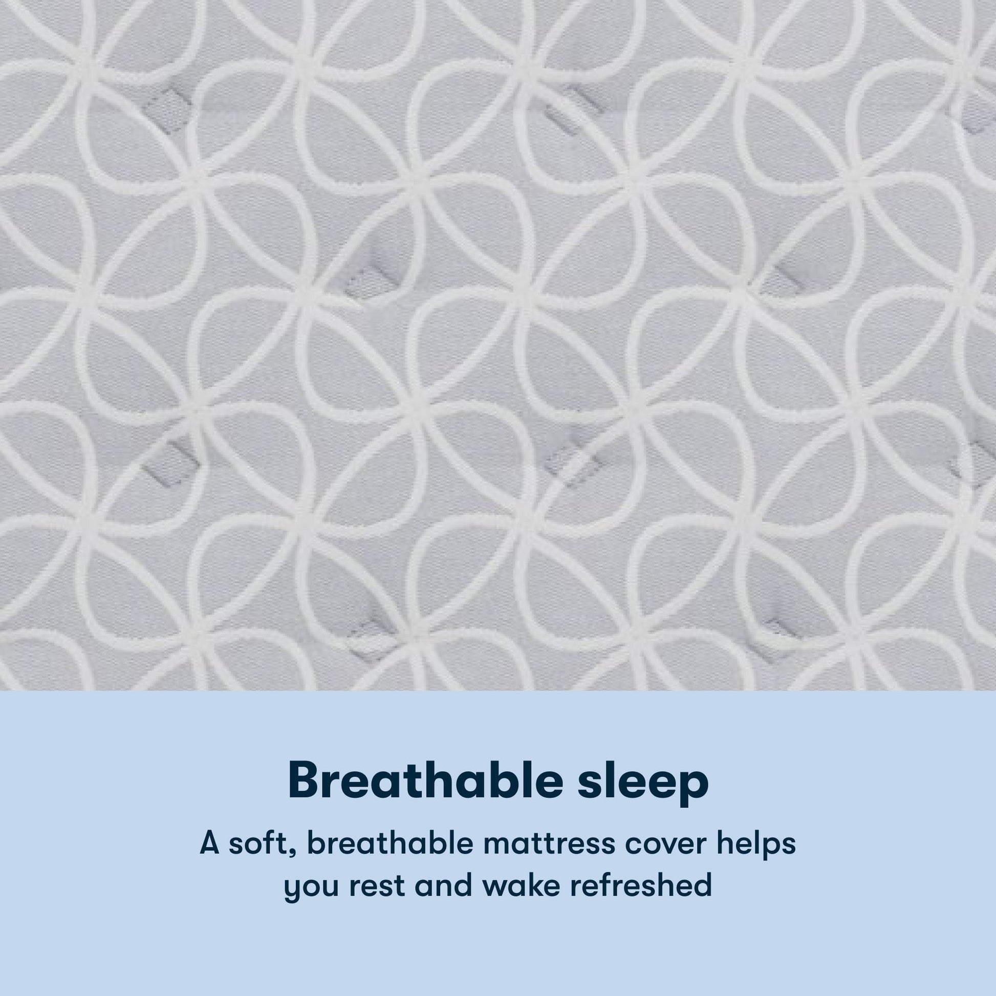 Serta Classic Clarks Hill Plush mattress with a chart underneath the image stating Breathable sleep. A soft, breathable mattress cover helps you rest and wake refreshed.