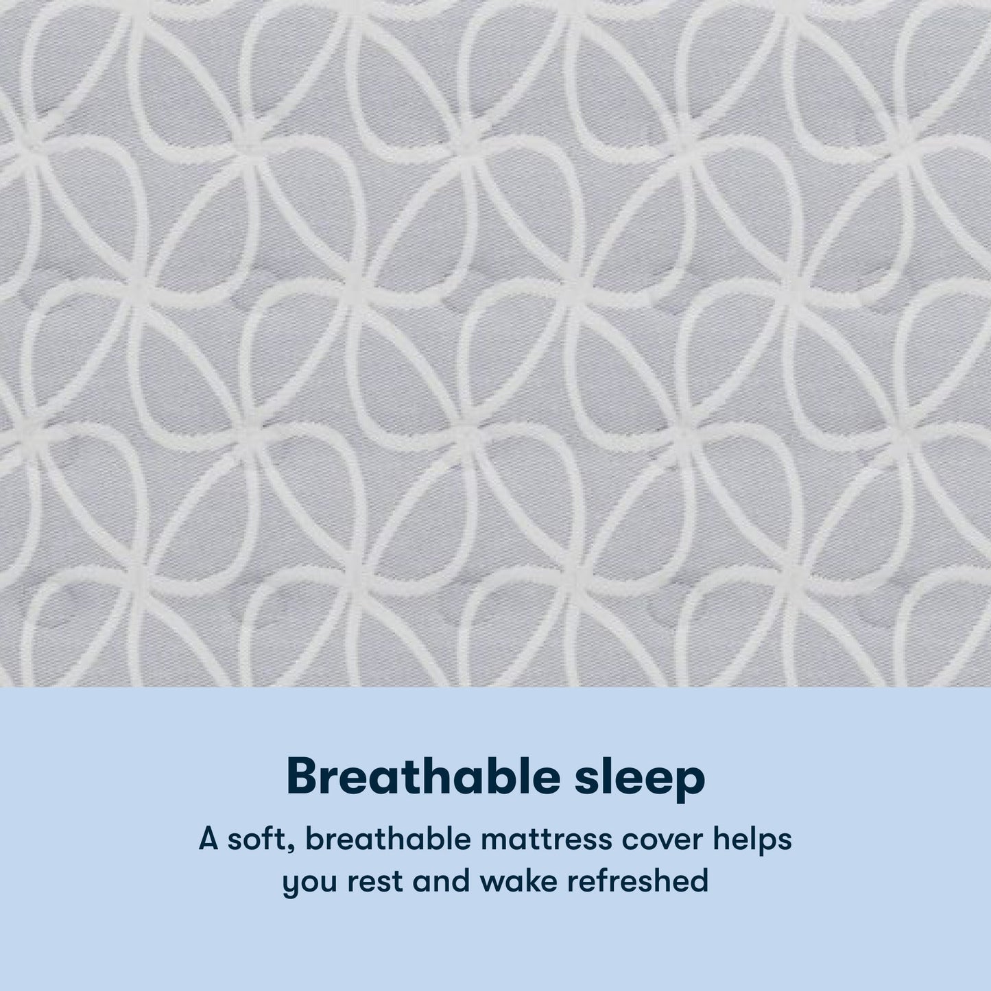 Serta Classic Clarks Hill Firm mattress with a chart underneath the image stating Breathable sleep. A soft, breathable mattress cover helps you rest and wake refreshed.