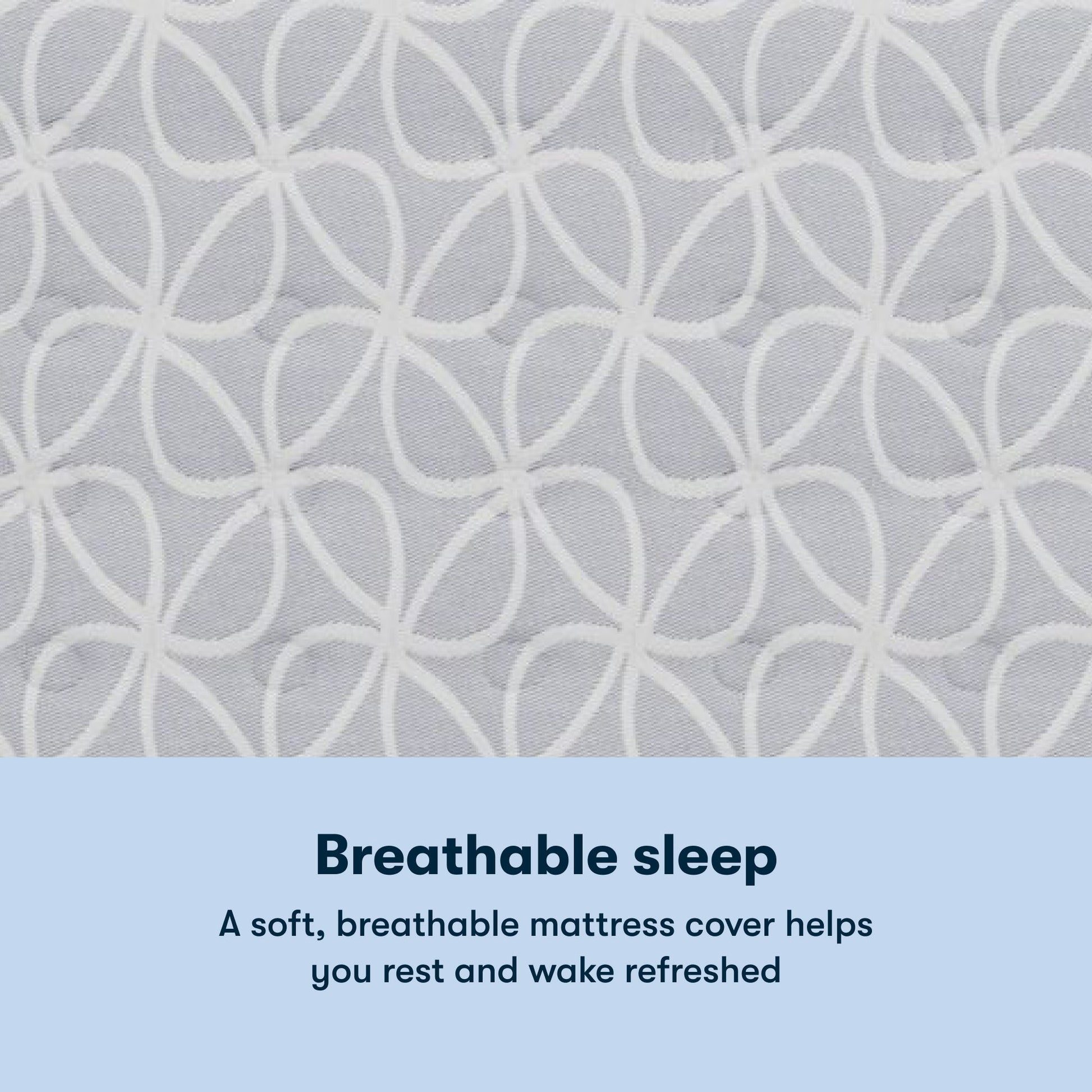 Serta Classic Clarks Hill Firm mattress with a chart underneath the image stating Breathable sleep. A soft, breathable mattress cover helps you rest and wake refreshed.