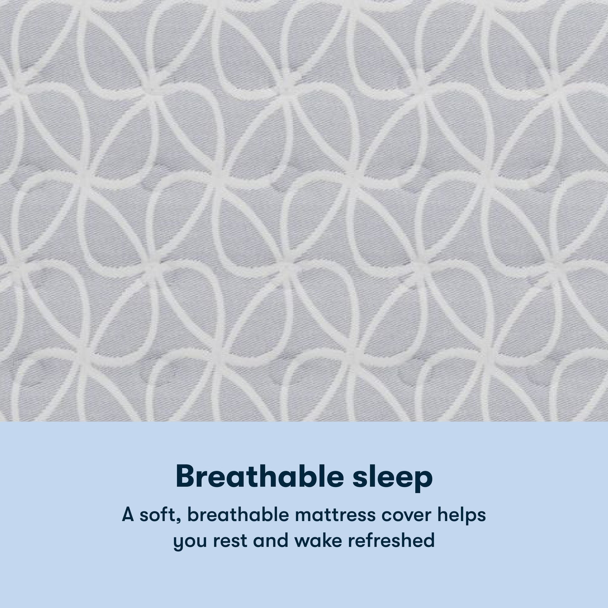 Serta Classic Clarks Hill Plush Pillow Top mattress with a chart underneath the image stating Breathable sleep. A soft, breathable mattress cover helps you rest and wake refreshed.